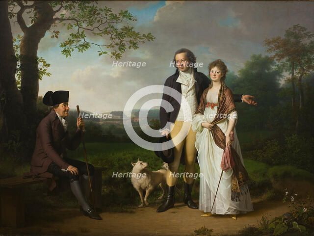 Niels Ryberg with his Son Johan Christian and his Daughter-in-Law Engelke, née Falbe, 1797. Artist: Juel, Jens (1745-1802)