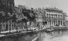 Nieuwezijds Voorburgwal street and canal with the Royal Post Office, Amsterdam, Netherlands, 1883. Creator: Tomás Carlos Capuz