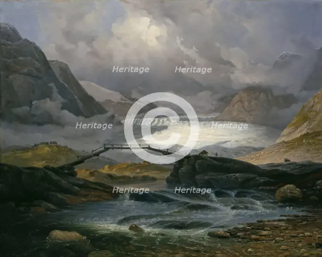 Nigardsbreen in Justedalen, 1846. Creator: Knud Baade.