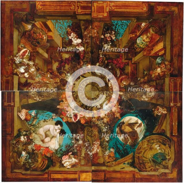 Night and morning, ceiling painting in four parts. Creator: Makart, Hans (1840-1884).