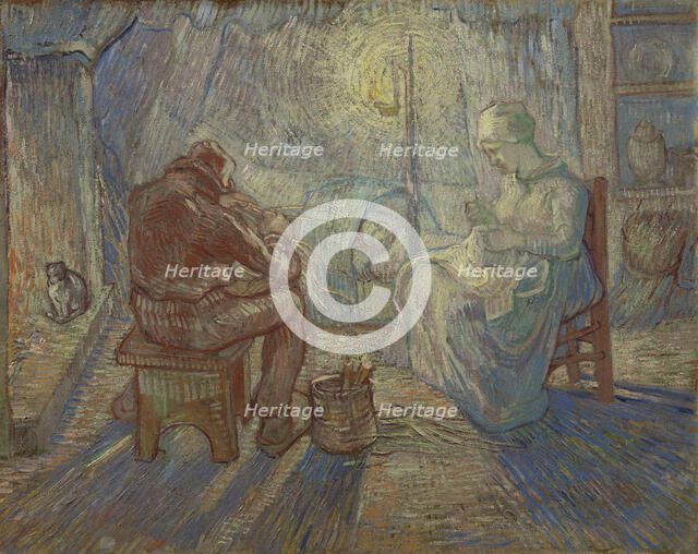 Night (after Millet), 1889. Artist: Gogh, Vincent, van (1853-1890)