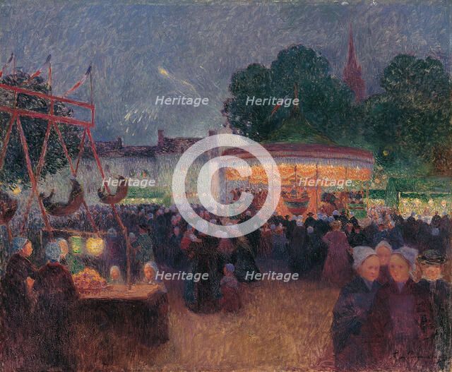 Night Fair at Saint-Pol-de-Léon. Artist: Puigaudeau, Ferdinand Loyen du (1864-1930)