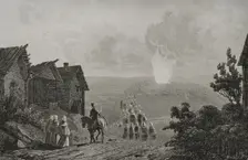 Night fires on the eve of the Feast of Saint John, Russia, 1839. Creator: Augustin François Lemaitre