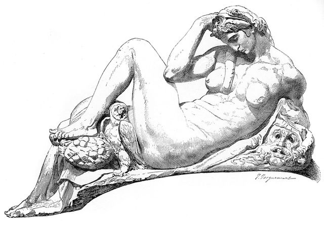 'Night' from the tomb of Julian de' Medici, San Lorenzo Basilica, Florence, Italy, 1882. Artist: Unknown