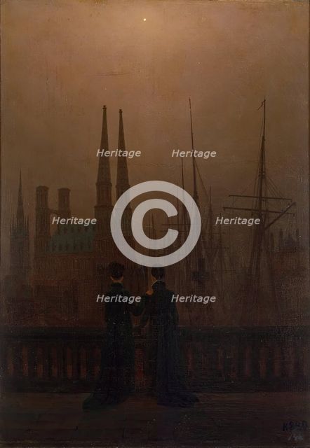 Night in a Harbour, 1818. Creator: Caspar David Friedrich.