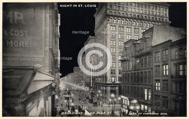 Night in St Louis, Missouri, USA, 1910. Artist: Unknown