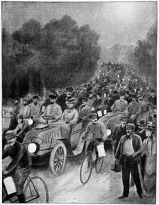 Night of the departure, Paris to Vienna race, 1902