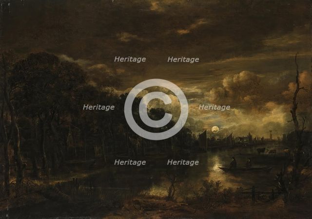 Night Landscape with a River, 1650. Creator: Aert van der Neer.