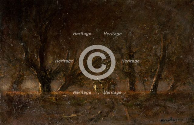 Night Landscape with Ox-Yoke, 1895-1900. Creator: Ladislav Mednyanszky.