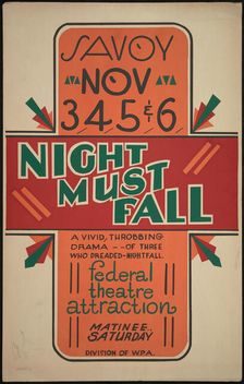 Night Must Fall, San Diego, 1938. Creator: Unknown