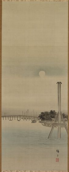 Night Scene on the Sumida River, 1800s. Creator: Ando Hiroshige (Japanese, 1797-1858)