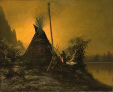 Night Scene of Indian Tipi, 1895. Creator: Benjamin Raborg