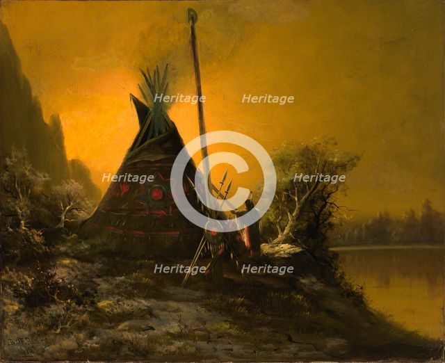 Night Scene of Indian Tipi, 1895. Creator: Benjamin Raborg.