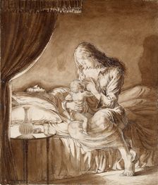 Night Scene-Woman feeding her Child, c1900s. Artist: Maxwell Gordon Lightfoot