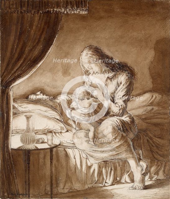 Night Scene-Woman feeding her Child, c1900s. Artist: Maxwell Gordon Lightfoot.