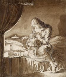 Night Scene-Woman feeding her Child, c1900s. Artist: Maxwell Gordon Lightfoot