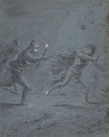 Night scene with soldiers chasing a fugitive (Mark XIV, 5-52), 1611-74. Creator: Leonard Bramer