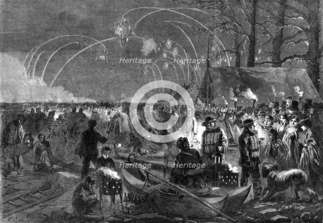 Night secene on the Serpentine, London, 19th century. Artist: Unknown