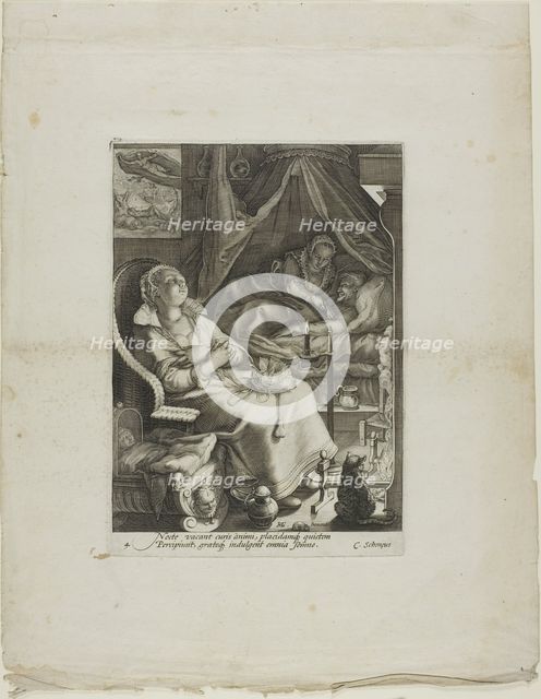 Night, plate four from Four Times of Day, c.1595. Creator: Jan Saenredam.