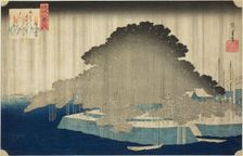 Night Rain at Karasaki (Karasaki no yau), from the series "Eight Views of Omi (Omi hakkei..., c1834. Creator: Ando Hiroshige