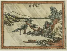 Night Rain at Karasaki (Karasaki no yoru no ame), from the series Eight Views of Omi..., 1804/16. Creator: Hokusai