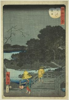 Night Rain at Makura Bridge (Makurabashi yau), from the series "Eight Views of the Sumida..., 1861. Creator: Utagawa Hiroshige II