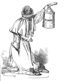 Night watchman with lantern, 1845. Creator: Unknown