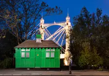 Night time view from the north of the Cabmen's Shelter on Chelsea Embankment, with part..., 2022. Creator: Chris Redgrave