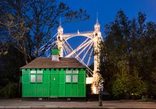 Night time view from the north of the Cabmen's Shelter on Chelsea Embankment, with part..., 2022. Creator: Chris Redgrave