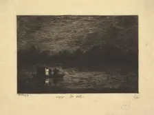 Night Voyage, from the series, Voyage en Bateau, 1861. Creator: Charles Francois Daubigny
