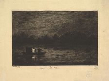 Night Voyage, from the series, Voyage en Bateau, 1861. Creator: Charles Francois Daubigny