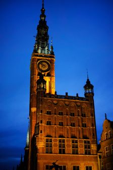 Night view, Town Hall, Gdansk, Poland, 14th century (2015). Creator: Unknown