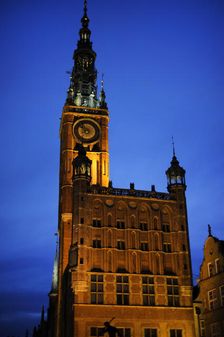 Night view, Town Hall, Gdansk, Poland, 14th century (2015). Creator: Unknown