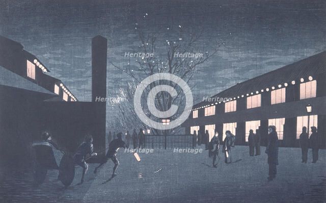 Night View of Cherry Blossoms in Shinyoshiwara, Published in 1880. Creator: Inoue Yasuji.