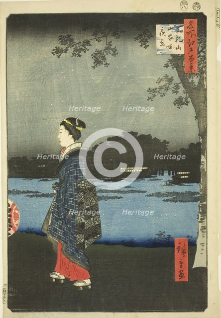 Night View of Matsuchi Hill and the San’ya Canal (Matsuchiyama San’yabori yakei), from the..., 1857. Creator: Ando Hiroshige.