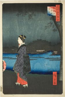 Night View of Matsuchi Hill and the San’ya Canal (Matsuchiyama San’yabori yakei), from the..., 1857. Creator: Ando Hiroshige