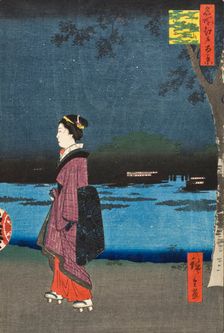 Night View of Matsuchiyama and the San'ya Canal (Matsuchiyama San'yabori yakei), 1857. Creator: Ando Hiroshige