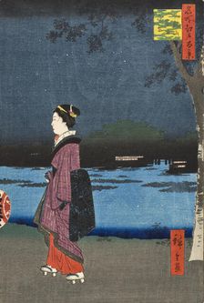 Night View of Matsuchiyama and the San'ya Canal (Matsuchiyama San'yabori yakei), 1857. Creator: Ando Hiroshige