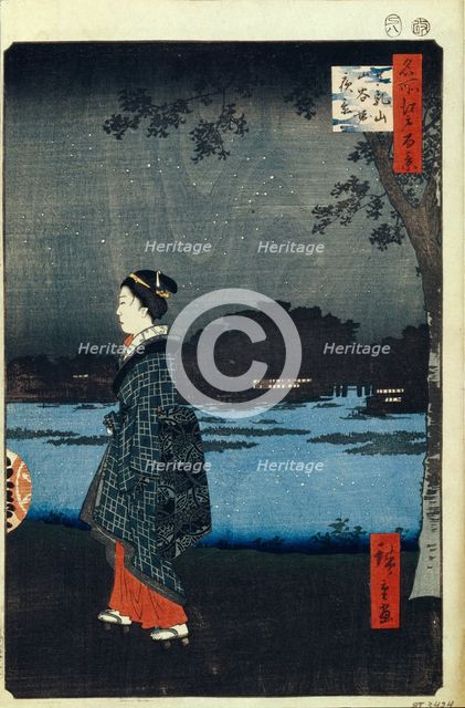 Night View of Matsuchiyama and the San'ya Canal (One Hundred Famous Views of Edo), 1856-1858. Artist: Hiroshige, Utagawa (1797-1858)