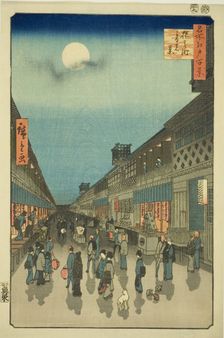 Night View of Saruwaka-machi (Saruwaka-machi yoru no kei), from the series "One Hundred..., 1856. Creator: Ando Hiroshige