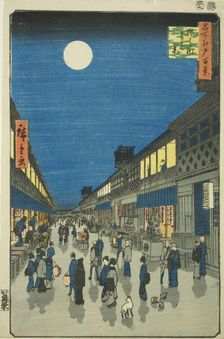 Night View of Saruwaka-machi (Saruwaka-machi yoru no kei), from the series "One Hundred..., 1856. Creator: Ando Hiroshige