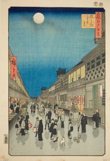 Night View of Saruwaka-machi (Saruwaka-machi yoru no kei), from the series "One Hundred..., 1856. Creator: Ando Hiroshige