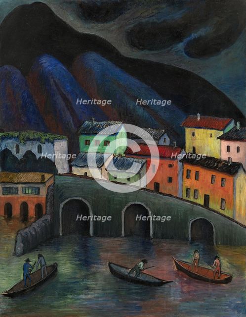 Nighttime Fishing in Ascona, 1920s-1930s. Artist: Verefkin, Marianne, von (1860-1938)