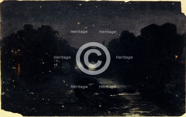 Nightfall on the banks of the Seine, c1870. Creator: Charles-Emile Cuisin.