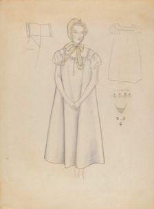 Nightgown and Cap, 1935/1942. Creator: Melita Hofmann