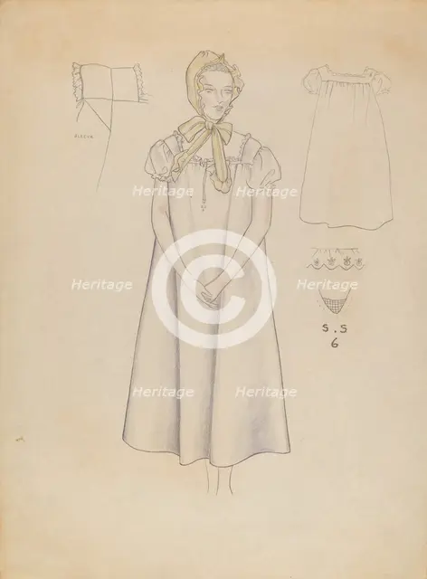 Nightgown and Cap, 1935/1942. Creator: Melita Hofmann.