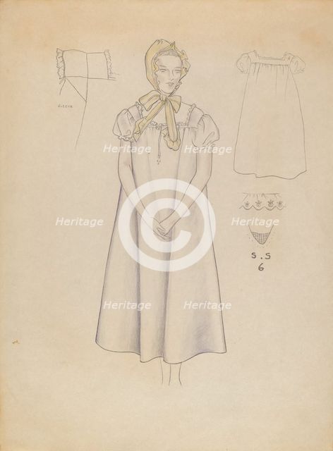 Nightgown and Cap, 1935/1942. Creator: Melita Hofmann.