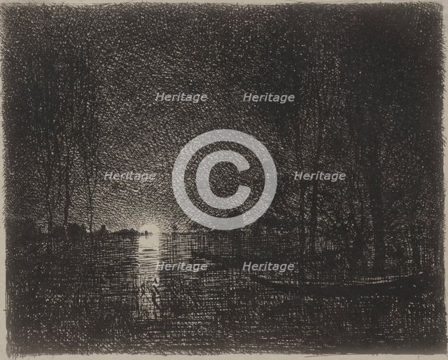 Nightpiece, original impression 1862, printed in 1921. Creator: Charles François Daubigny (French, 1817-1878).