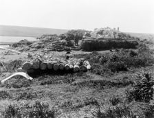 Nihkoyak, men's house at winter camp-Nunivak, c1929. Creator: Edward Sheriff Curtis