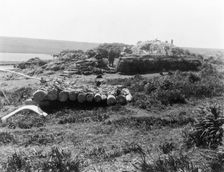Nihkoyak, men's house at winter camp-Nunivak, c1929. Creator: Edward Sheriff Curtis